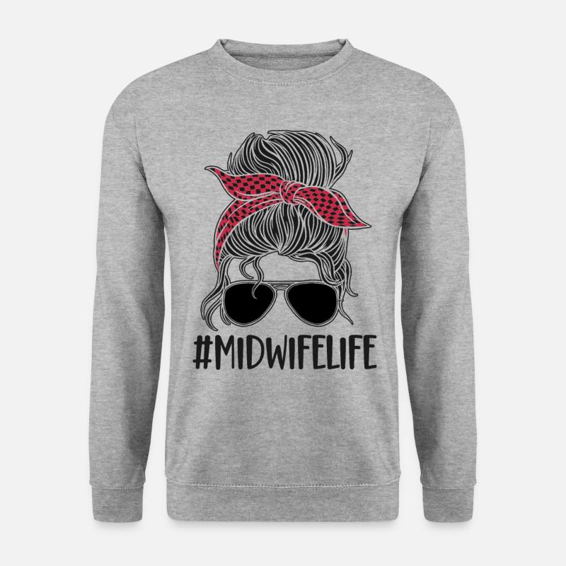 Nurse Midwife Birth Worker - Unisex Pullover - Weißgrau meliert