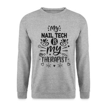 My Tech Nail Is My Therapist Nail Art - Unisex Sweatshirt - salt & pepper - Front - Alina (178cm) & Michal (187cm)