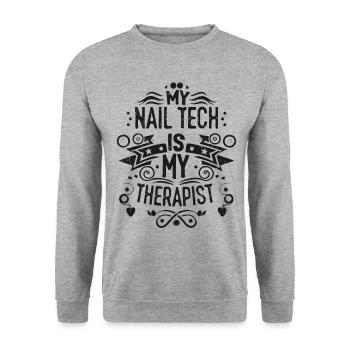 My Tech Nail Is My Therapist Nail Art - Unisex Sweatshirt - salt & pepper - Front - Alina (178cm) & Michal (187cm)