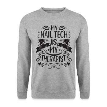 My Tech Nail Is My Therapist Nail Art - Unisex Sweatshirt - salt & pepper - Front - Alina (178cm) & Michal (187cm)
