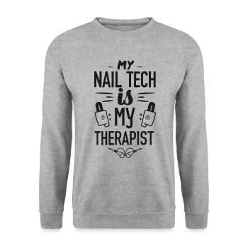 My Tech Nail Is My Therapist Nail Art - Unisex Sweatshirt - salt & pepper - Front - Alina (178cm) & Michal (187cm)