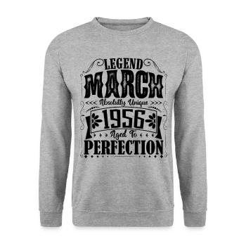 March 1956. March 1956 Birthday Gift. March. - Unisex Sweatshirt - salt & pepper - Front - Alina (178cm) & Michal (187cm)