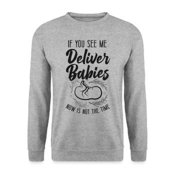 Infirmière spécialisée dans le travail et l’accouchement - Sweat-shirt Unisexe - gris chiné - Devant - Alina (178cm) & Michal (187cm)