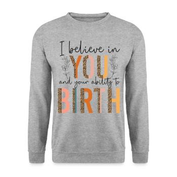 Infirmière spécialisée dans le travail et l’accouchement - Sweat-shirt Unisexe - gris chiné - Devant - Alina (178cm) & Michal (187cm)