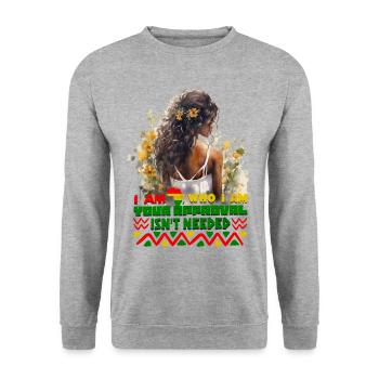 Black Queen Curly Afro - Celebrate Black History - Unisex Sweatshirt - salt & pepper - Front - Alina (178cm) & Michal (187cm)
