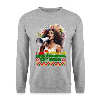 Black Queen Curly Afro - Celebrate Black History - Unisex Sweatshirt - salt & pepper - Front - Alina (178cm) & Michal (187cm)