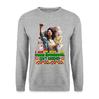 Black Queen Curly Afro - Celebrate Black History - Unisex Sweatshirt - salt & pepper - Front - Alina (178cm) & Michal (187cm)
