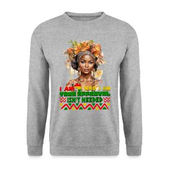 Black Queen Curly Afro - Celebrate Black History - Unisex Sweatshirt - salt & pepper - Front - Alina (178cm) & Michal (187cm)