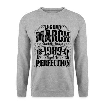 March 1989. March 1989 Birthday Gift. March. - Unisex Sweatshirt - salt & pepper - Front - Alina (178cm) & Michal (187cm)