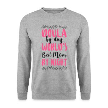 Doula Travailleuse à la naissance Doula par jour - Sweat-shirt Unisexe - gris chiné - Devant - Alina (178cm) & Michal (187cm)