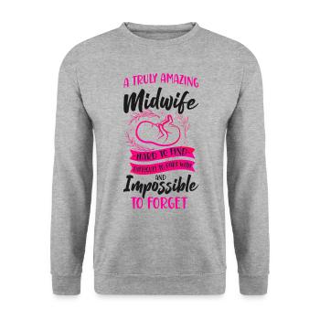 Nurse Midwife Birth Worker A Truly - Unisex Sweatshirt - salt & pepper - Front - Alina (178cm) & Michal (187cm)