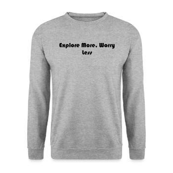 Wandern - Explore More, Worry Less - Unisex Pullover - Weißgrau meliert - Vorne - Alina (178cm) & Michal (187cm)