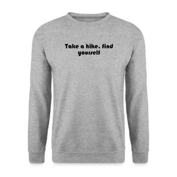 Wandern - Take A Hike, Find Yourself - Unisex Pullover - Weißgrau meliert - Vorne - Alina (178cm) & Michal (187cm)