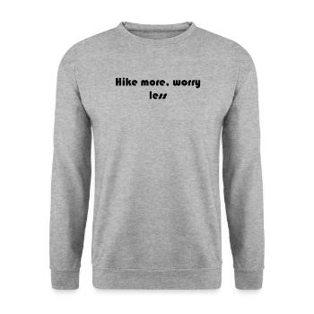 Wandern - Hike more, worry less - Unisex Pullover - Weißgrau meliert - Vorne - Alina (178cm) & Michal (187cm)