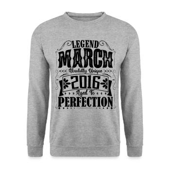 Mars 2016. Cadeau d'Anniversaire mars 2016. March. - Sweat-shirt Unisexe - gris chiné - Devant - Alina (178cm) & Michal (187cm)