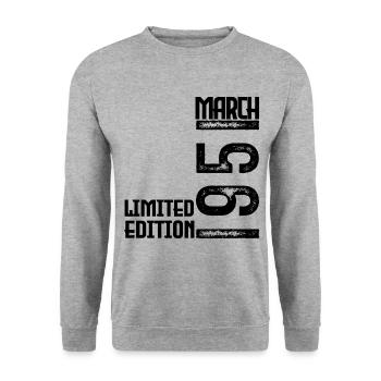 Geburtstagsgeschenk März 1951. März 1951. März - Unisex Pullover - Weißgrau meliert - Vorne - Alina (178cm) & Michal (187cm)