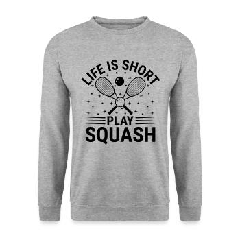Squashspieler Squash-Tennisspieler Raquetball-Spor - Unisex Pullover - Weißgrau meliert - Vorne - Alina (178cm) & Michal (187cm)