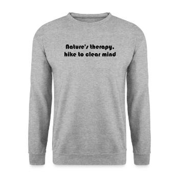 Wandern - Nature's therapy, hike to clear mind - Unisex Pullover - Weißgrau meliert - Vorne - Alina (178cm) & Michal (187cm)