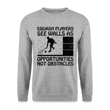 Squash Player Squash Tennis Player Raquetball Spor - Unisex Sweatshirt - salt & pepper - Front - Alina (178cm) & Michal (187cm)