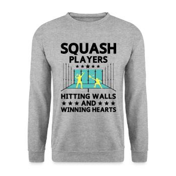 Squash Player Squash Tennis Player Raquetball Spor - Unisex Sweatshirt - salt & pepper - Front - Alina (178cm) & Michal (187cm)