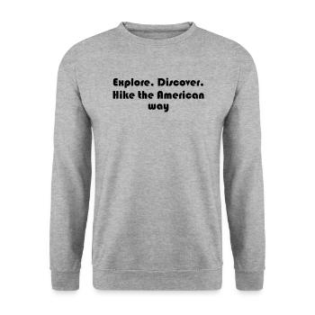 Wandern - Explore. Discover. Hike the American - Unisex Pullover - Weißgrau meliert - Vorne - Alina (178cm) & Michal (187cm)