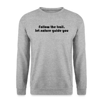 Wandern - Follow the trail, let nature guide you - Unisex Pullover - Weißgrau meliert - Vorne - Alina (178cm) & Michal (187cm)