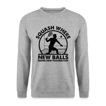 Squash Player Squash Tennis Player Raquetball Spor - Unisex Sweatshirt - salt & pepper - Front - Alina (178cm) & Michal (187cm)
