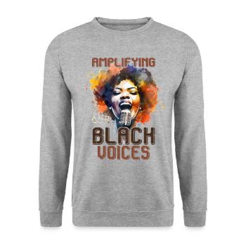 BlackVoices - Black History Month African - Unisex Sweatshirt - salt & pepper - Front - Alina (178cm) & Michal (187cm)