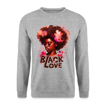 Black Love - Black History Month African - Unisex Pullover - Weißgrau meliert - Vorne - Alina (178cm) & Michal (187cm)