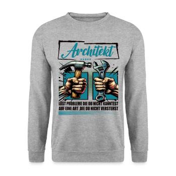 Architekt Beruf mit lustigen Spruch - Unisex Pullover - Weißgrau meliert - Vorne - Alina (178cm) & Michal (187cm)