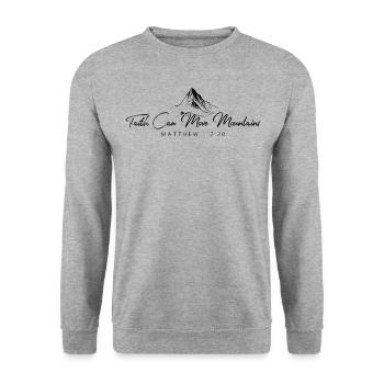 Glaube Versetzt Berge Christ Christliches Geschenk - Unisex Pullover - Weißgrau meliert - Vorne - Alina (178cm) & Michal (187cm)