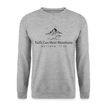 Mountains Matthew 17:20 Bible Verse Christ Gift - Unisex Sweatshirt - salt & pepper - Front - Alina (178cm) & Michal (187cm)