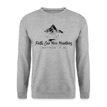 Berge Christ Mattheus 17:20 Bibelvers Christlich - Unisex Pullover - Weißgrau meliert - Vorne - Alina (178cm) & Michal (187cm)