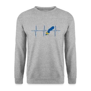 Suède ECG Heartbeat - Sweat-shirt Unisexe - gris chiné - Devant - Alina (178cm) & Michal (187cm)
