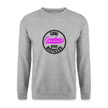 Coole Omas fahren Fahrrad - Unisex Pullover - Weißgrau meliert - Vorne - Alina (178cm) & Michal (187cm)