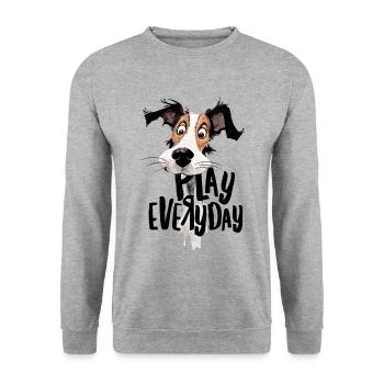 Play Everyday Geschenk für Hundehalter - Unisex Pullover - Weißgrau meliert - Vorne - Alina (178cm) & Michal (187cm)