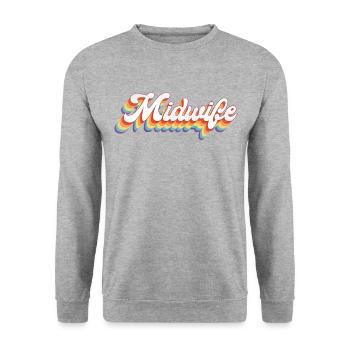 Nurse Midwife Birth Worker Retro - Unisex Pullover - Weißgrau meliert - Vorne - Alina (178cm) & Michal (187cm)