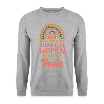 Doula Birth Worker Rainbow God - Unisex Pullover - Weißgrau meliert - Vorne - Alina (178cm) & Michal (187cm)