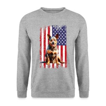 Australian Cattle Dog - Unisex Pullover - Weißgrau meliert - Vorne - Alina (178cm) & Michal (187cm)