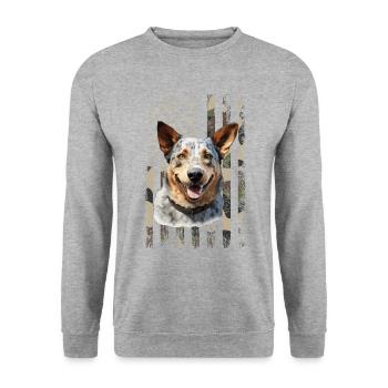 Australian Cattle Dog - Unisex Pullover - Weißgrau meliert - Vorne - Alina (178cm) & Michal (187cm)