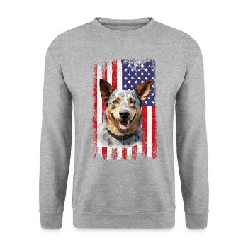 Australian Cattle Dog - Unisex Pullover - Weißgrau meliert - Vorne - Alina (178cm) & Michal (187cm)