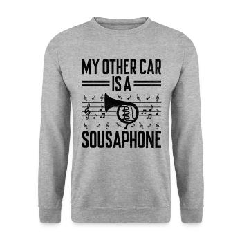 Blaskapelle Sprüche Lustige Marschinstrumente - Unisex Pullover - Weißgrau meliert - Vorne - Alina (178cm) & Michal (187cm)