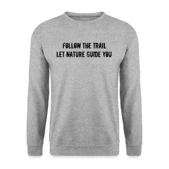 Wandern - Follow the trail, let nature guide you - Unisex Pullover - Weißgrau meliert - Vorne - Alina (178cm) & Michal (187cm)