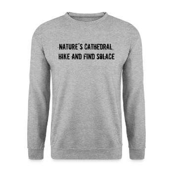 Wandern - Nature's cathedral, hike and find - Unisex Pullover - Weißgrau meliert - Vorne - Alina (178cm) & Michal (187cm)
