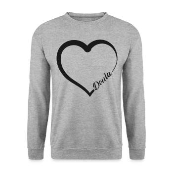 Doula Birth Worker Heart Doula - Unisex Sweatshirt - salt & pepper - Front - Alina (178cm) & Michal (187cm)