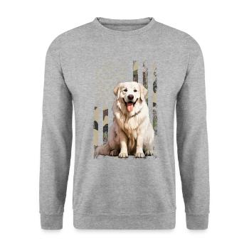Great Pyrenees dog, - Unisex Pullover - Weißgrau meliert - Vorne - Alina (178cm) & Michal (187cm)