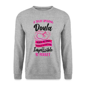 Doula Birth Worker A Truly Amazing - Unisex Sweatshirt - salt & pepper - Front - Alina (178cm) & Michal (187cm)