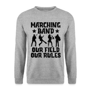 Blaskapelle Sprüche Lustige Marschinstrumente - Unisex Pullover - Weißgrau meliert - Vorne - Alina (178cm) & Michal (187cm)