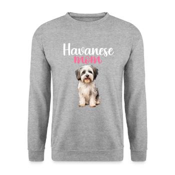 havanese dog, havanese mom - Unisex Pullover - Weißgrau meliert - Vorne - Alina (178cm) & Michal (187cm)