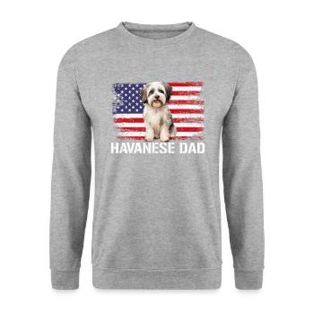 havanese dog, american flag - Unisex Pullover - Weißgrau meliert - Vorne - Alina (178cm) & Michal (187cm)